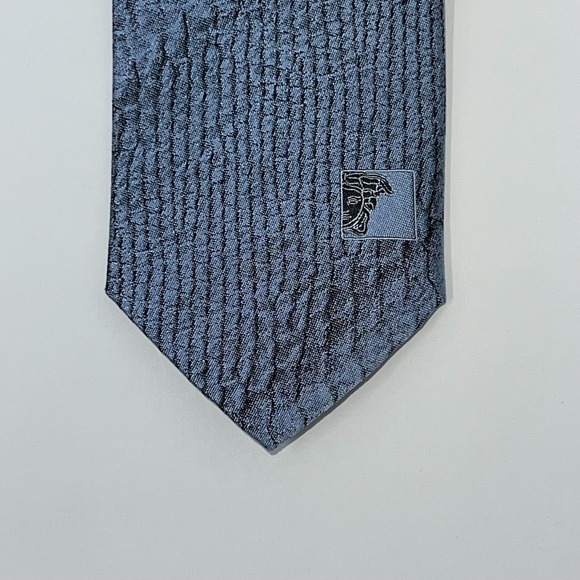 Versace‎ Collection Mens Blue Silk Geometric Pattern Classic Neck Tie - Picture 5 of 7